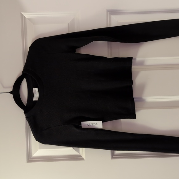 Aritzia Tops - Aritzia Ribbed Cropped Black Long Sleeve Tee